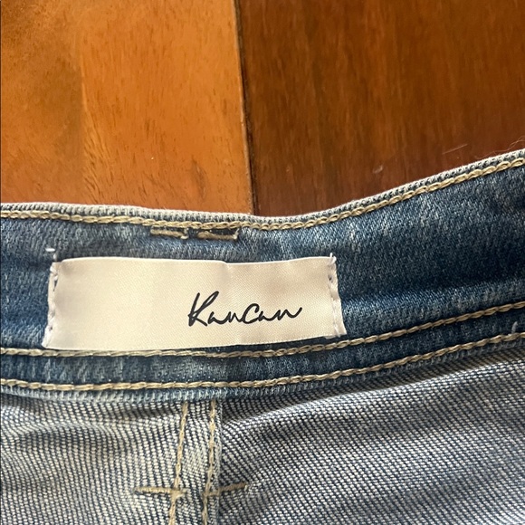 KanCan Light Blue Distressed Flare Jeans with Button Front - Picture 2 of 8